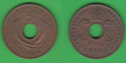 British East Africa 5 Cents 1936 Afrique Orientale Britannique - Colonie Britannique