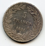 5 Francs Argent. 1831 A. Paris. Tranche En Creux. Louis Philippe I. /25 - 5 Francs