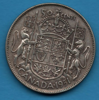 CANADA 50 CENTS 1951 KM# 45 George VI Silver (.800) Argent - Canada