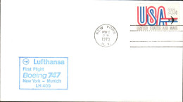 USA ETATS UNIS 1 ER VOL LUFTHANSA  747 NEW YORK-MUNICH 1970 - Sobres De Eventos