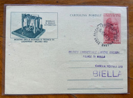 C.P. LEONARDO DA VINCI  20 L. (MAGLIO) USATA COME R.R. PALERMO 9/11/53 - Interi Postali