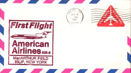 USA ETATS UNIS 1 ER VOL AMERICAN AIRLINES MAC ARTHUR FIELD-ISLIP -NEW YORK 1971 - Sobres De Eventos