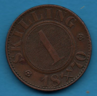 NORWAY 1 SKILLING 1870 KM#335 Carl XV - Norway