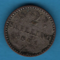 NORWAY 2 SKILLING 1871 KM#336 Carl XV  STARS	Billon (.250 Silver) - Norway