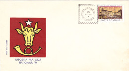 PHILATELIC EXHIBITION POSTAL STAMP DAY BUCHAREST,OVERPRINT 1974,COVERS FDC ROMANIA - FDC