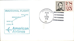 USA ETATS UNIS 1 ER VOL 747 AMERICAN AIRLINES HONOLULU-SYDNEY 1970 - FDC