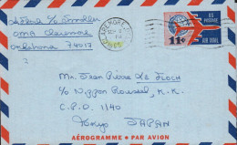 USA ETATS UNIS AEROGRAMME DE CLAREMORE POUR LE JAPON 1965 - Cartas & Documentos