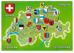 Suisse - Carte Géographique - Blasons - N°755-127 # 3-24/15 - Sonstige & Ohne Zuordnung