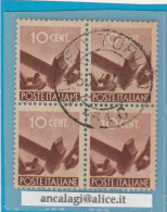 USATI ITALIA 1946 - Ref.0001A - "DEMOCRATICA" Quartina Da Cent.10 - - 1946-60: Used