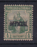 Trinidad & Tobago: 1916   Britannia 'Official' OVPT (with Stop)     SG O14a    ½d  [OVPT Double]    MH - Trinité & Tobago (...-1961)