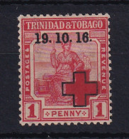 Trinidad & Tobago: 1916   Britiannia  'Red Cross' OVPT   SG175e    1d  [Cross 2mm To Left]  MH  - Trinidad En Tobago (...-1961)