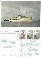 Finland 1957 Postcard   Steam Ship SS AALLOTAR Mi 469, 468, 468  Cancelled Helsingfors Pacquebot 7.8.57 - Storia Postale