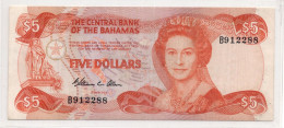 Bahamas Central Bank 5 Dollars 1974 (1984) P-45 Allen Signature  QEII - Bahama's