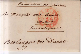 Año 1854 Prefilatelia Carta  A Berlanga De Duero Marca Sevilla Andalucia - ...-1850 Vorphilatelie