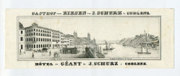 Ca 1840 Koblenz Zweiteilige Werbeklappkarte  Des Hotel Gasthof Zum Riesen,  Hotel Du Geant - Hotels & Gaststätten