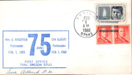 USA ETATS UNIS 75 BUREAU DE POSTE DE TRAI OREGON 1968 - Enveloppes évenementielles