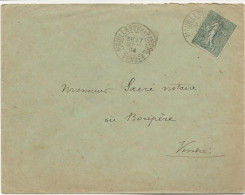 LETTRE  VENDEE  AFFRANCHIE N° 130  OBLITEREE CAD MOUILLERON EN PAREDS -VENDEE -1904 - 1877-1920: Période Semi Moderne