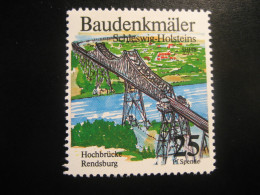 RENDSBURG Hochbrucke Bridge Baudenkmaler Schleswig-Holstein Poster Stamp Vignette GERMANY Label - Ponti