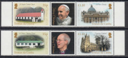 2013 Tristan Da Cunha Christmas Noel Navidad Pope Francis Churches Complete Set Of 2 Pairs MNH - Tristan Da Cunha