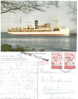 Finland 1959 Postcard   Steam Ship SS Wellamo  Mi 2x 500  Cancelled "With Boat From Finland" - Stockholm 14.6.59 - Brieven En Documenten