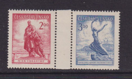 CZECHOSLOVAKIA  - 1952  Partisan And Soviet Army Memorials Set  Never Hinged Mint - Unused Stamps