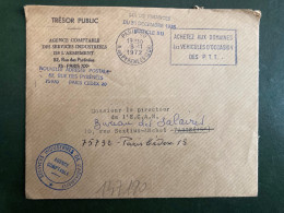 LETTRE SERVICES INDUSTRIELS DE L'ARMEMENT OBL.MEC.8-11 1972 PARIS 20 - Cartas Civiles En Franquicia