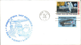 USA ETATS UNIS 1ER VOL 747 TWA NEW YORK-LISBONNE 1970 - Schmuck-FDC