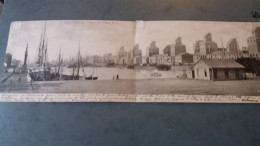 CARTE POSTALE DOUBLE PANORAMIQUE BUENOS AIRES LOS GRANEROS EN EL DIQUE N° 2 TRAIN BATEAU PORT SILOS 1909 - Argentinië