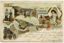 HELGOLAND 1901, LITHO-PK, ABB. GESAMTANSICHT, FAHRSTUHL, HEIRATSANTRAG, - Helgoland