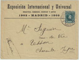 ESPAGNE/ESPAÑA 1903 Ed.242 En Sobre Con Membrete "EXPOSICION INTERNACIONAL Y UNIVERSAL" Madrid 1903 - Storia Postale