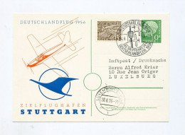 1956 Bund Privatganzsache 10 Pfg Heuss PP8 /6 Deutschlandflug Stuttgart Nach Luxemburg - Privatpostkarten - Gebraucht