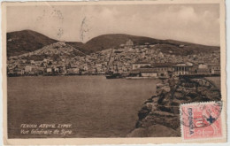 GRECE - 1937 - CP De ILE De SYRA (SYROS) Avec TIMBRE PREVOYANCE  => PARIS - Brieven En Documenten