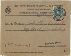 ESPAGNE/ESPAÑA 1903 Ed.242 En Sobre Con Membrete "XIVè CONGRÈS INTERNATIONAL DE MÉDECINE" Madrid 1903 - Brieven En Documenten