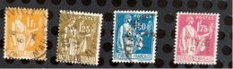 4 Timbres France 1932-37 Série Paix Y&T N°286 à 289 Oblitérés - 1932-39 Paix