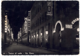 Postcard Italy Torino Di Notte -Via Roma, S/w, 1920?, Orig. Gelaufen, Karte Hat Fehler, III - Places