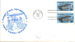 USA ETATS UNIS 1ER VOL TWA 747 NEW YORK-MADRID 1970 - FDC