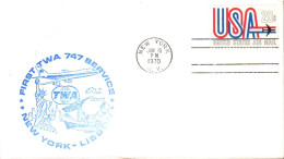 USA ETATS UNIS 1ER VOL TWA 747 NEW YORK-LISBONNE 1970 - Enveloppes évenementielles