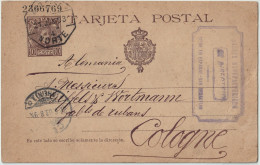 ESPAGNE/ESPAÑA 1903 "AMB DESC / 4 / NORTE" Sobre Tarjeta Postal 10c Tipo Cadete Dirigada De San Sebastian A Alemania - Brieven En Documenten