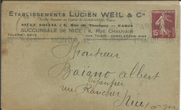 FRANCE LETTRE PUBLICITAIRE 15c FORME TELEGRAMME PARIS POUR NICE ( ALPES MARITIMES ) DE 1929  LETTRE COVER - Lettres Civiles En Franchise