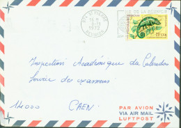 Par Avion YT N°399 Caméléon CAD 974 St Pierre Réunion 8 11 1972 Flamme Ile De La Réunion Son Théâtre Son Festival - Storia Postale