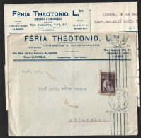 Carta Com Marca Receção Arroiolos Com Erro De Data 1905 Em Vez 1925. Stamp 40c Ceres. Flamula Barras. - Lettres & Documents