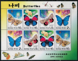 COREA  DEL  NORD    1991   BUTTERFLIES  1 SHEET  WITH 8 STAMPS  MNH** - Corée Du Nord