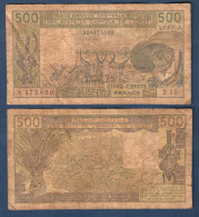 500 Francs CFA, 1985 A, Cote D' Ivoire, Z13, A 475839, Oberthur, P#_06, Banque Centrale Des États De L'Afrique De L'Oues - West African States