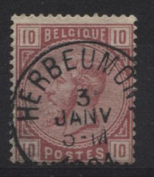 1883 - 38 Obl. Centrale Sc HERBEUMONT. Coba 15 Et TB. Voyez Les Autres Obl. Sur Cette émission - 1883 Leopold II