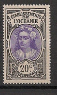 OCEANIE - 1913-15 - N°YT. 27 - Tahitienne 20c Noir - Neuf Luxe ** / MNH / Postfrisch - Unused Stamps