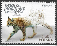 2021 Polen Mi.  5291   **MNH   Europa: Gefährdete Wildtiere. Eurasischer Luchs (Lynx Lynx) - Ungebraucht