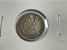 1883 USA Seated Liberty 90% Silver Dime Coin, VF Very Fine - 1837-1891: Seated Liberty (Liberté Assise)