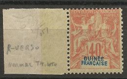 GUINEE N° 10 Variétée GUINEE FRANCAISE Recto-verso NEUF** LUXE SANS CHARNIERE / Hingeless / MNH - Nuevos