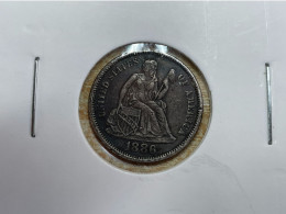 1886 USA Seated Liberty 90% Silver Dime Coin, XF Extremely Fine, Deep Toning - 1837-1891: Seated Liberty (Liberté Assise)