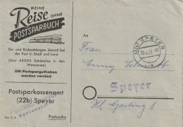 POST - Werbebriefumschlag Postsparbuch 1957, Speyer - Poste & Facteurs